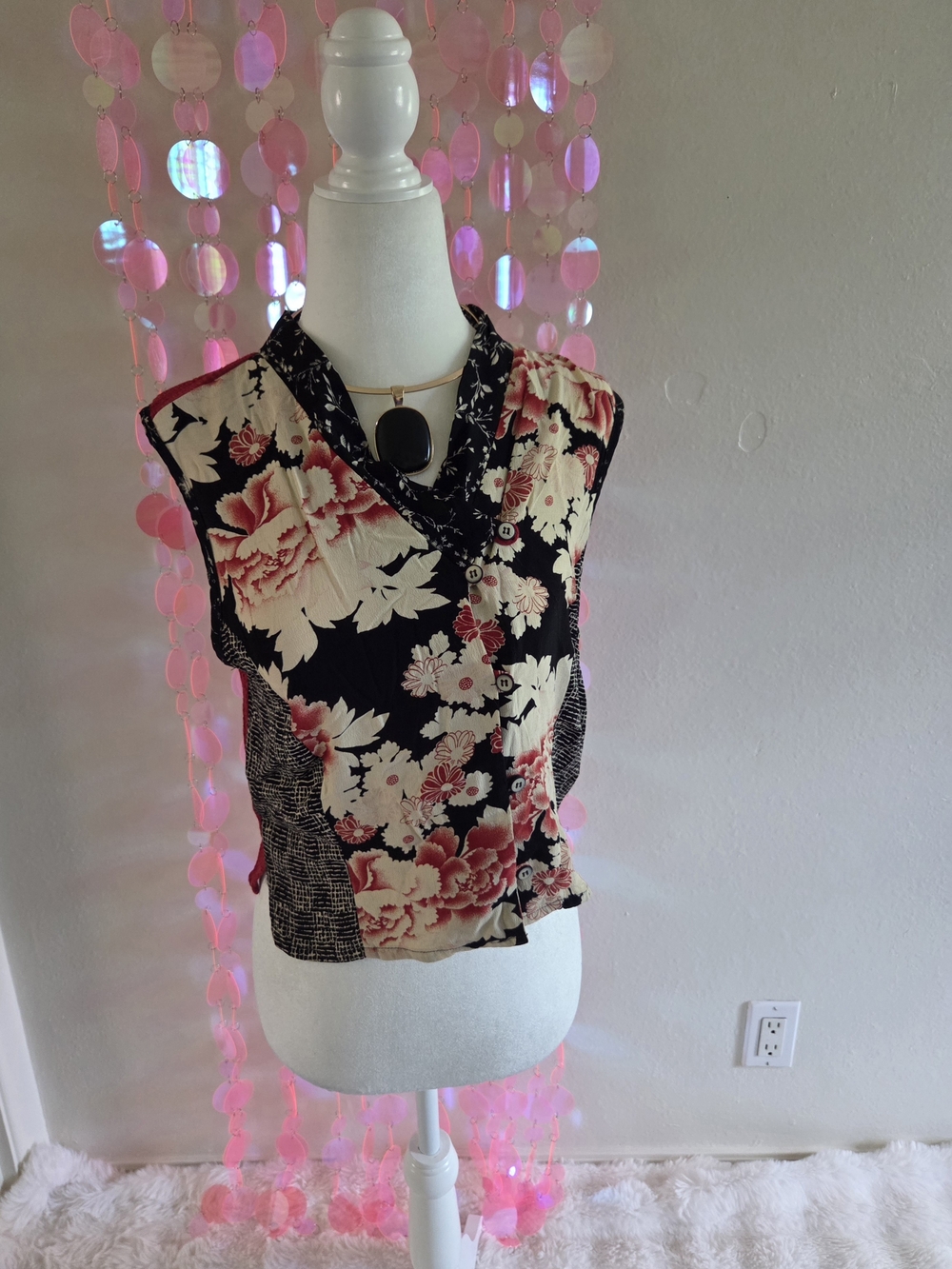 Carole Little Vintage Floral Patchwork Vest